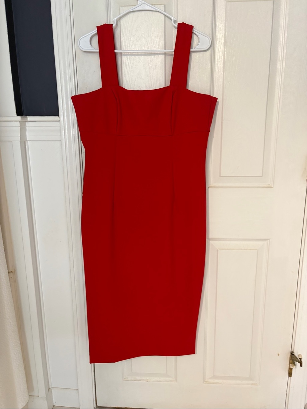 Bardot Red Square-Neck Midi Sheath Dress